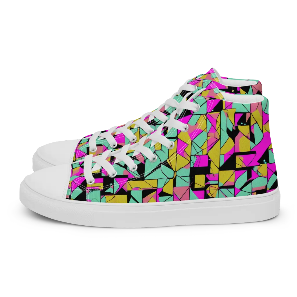 Prism Riot on Men's High Top Canvas Shoes — Left