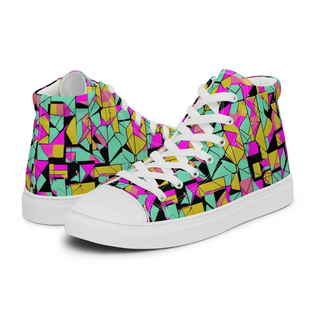 Prism Riot on Men's High Top Canvas Shoes — Left