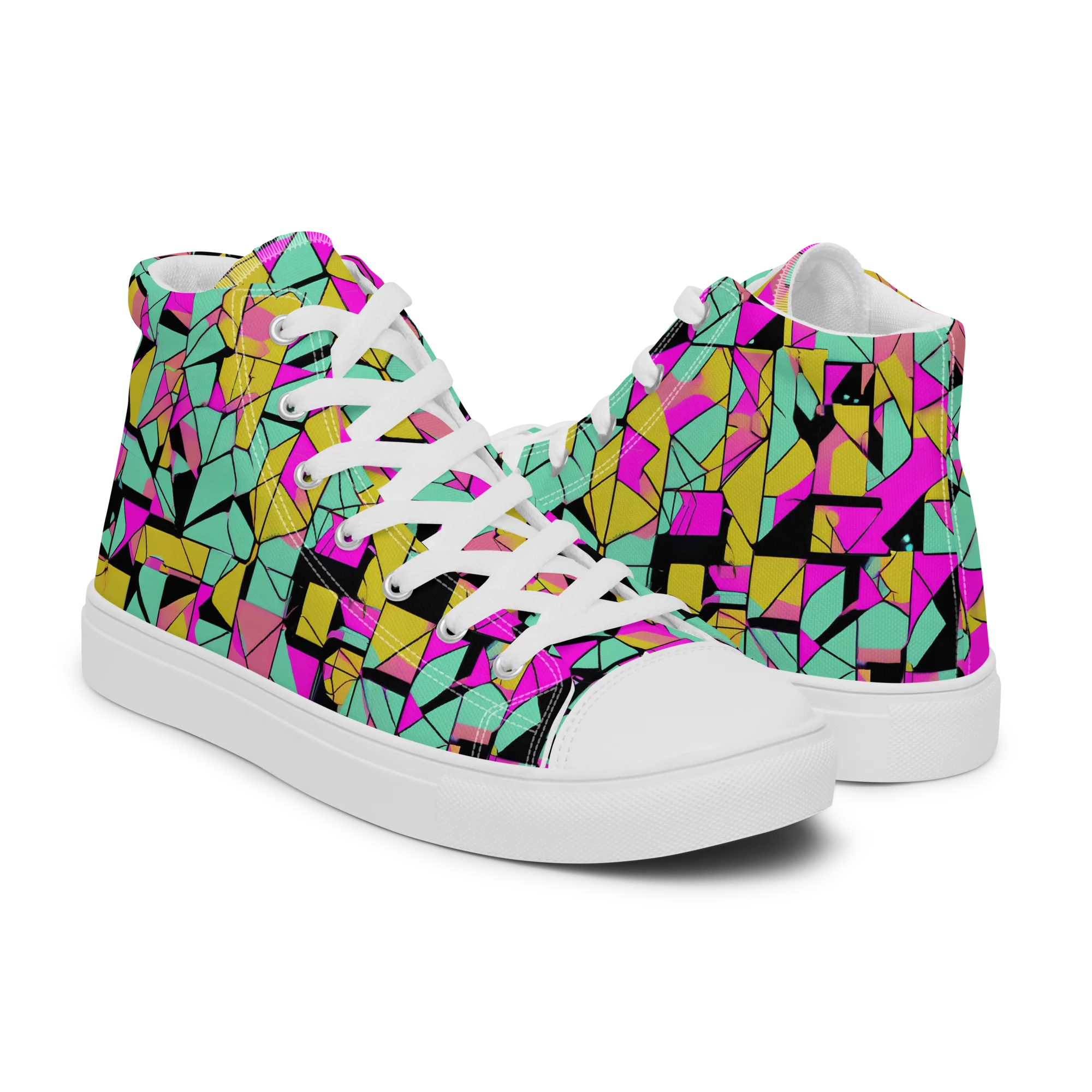 Prism Riot on Men's High Top Canvas Shoes — Right