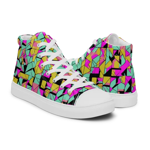 Prism Riot on a Men's High Top Canvas Shoes