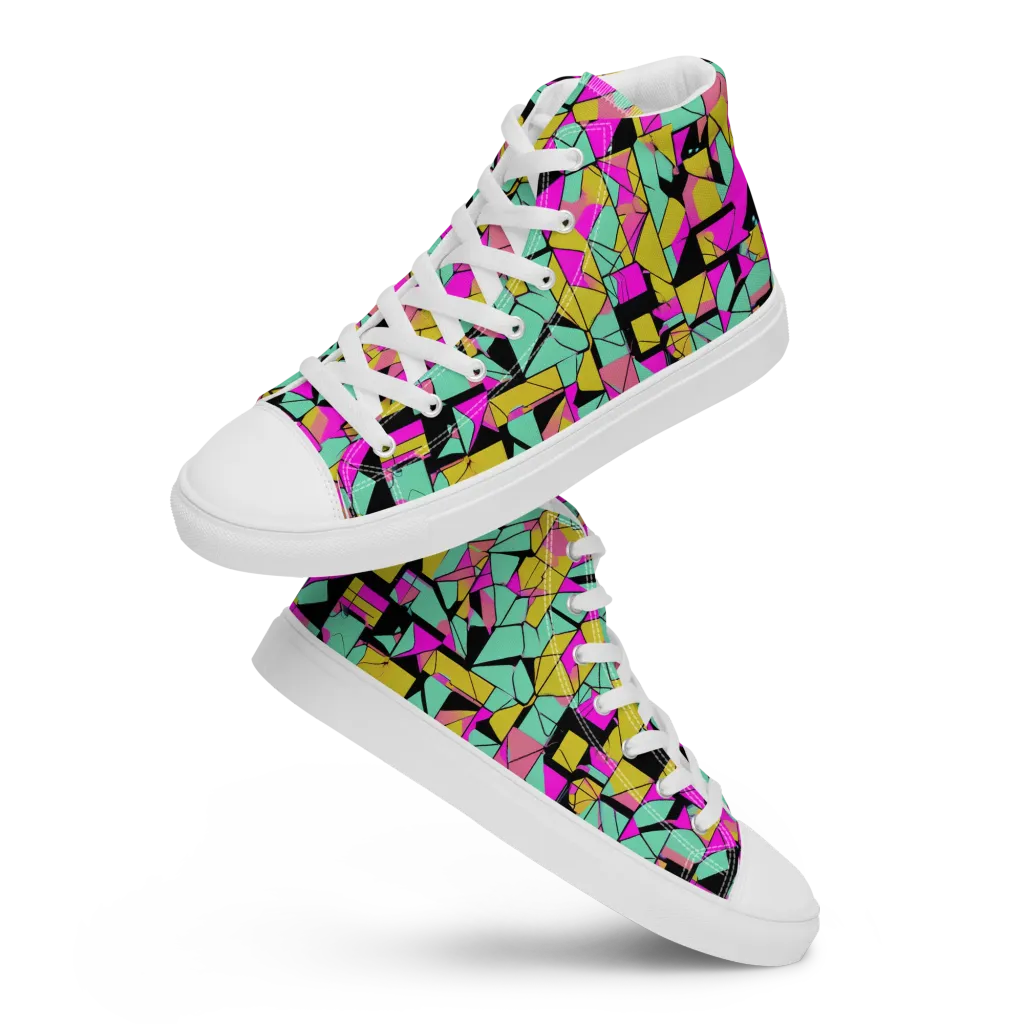 Prism Riot on Men's High Top Canvas Shoes — Front