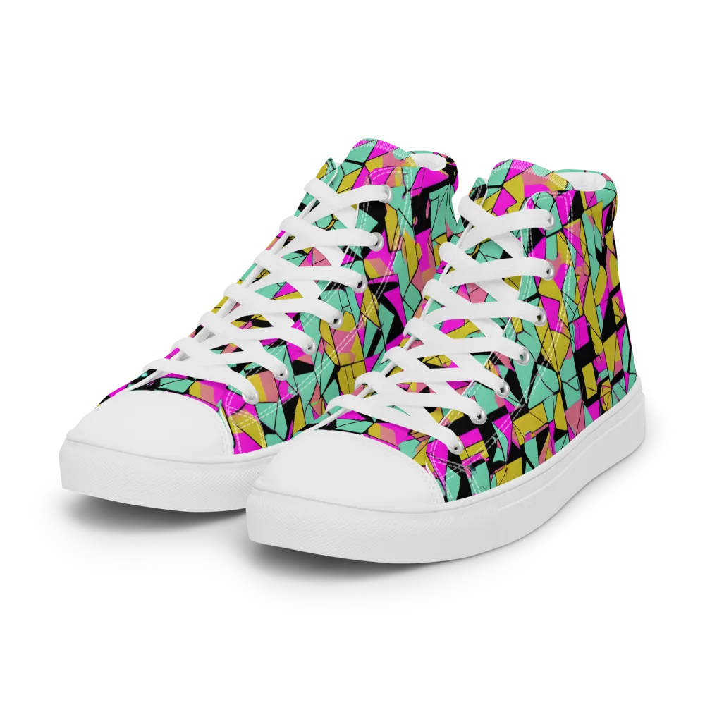Prism Riot on Women's High Top Canvas Shoes — Left Front