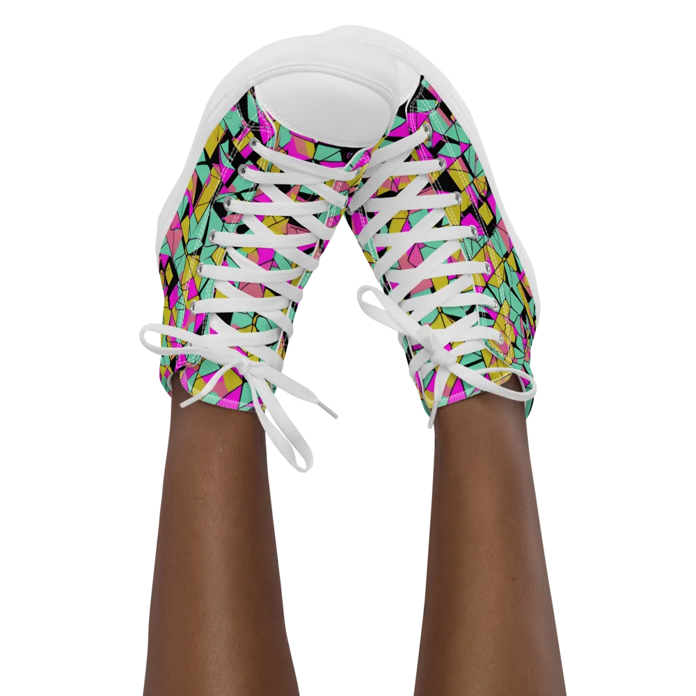 Prism Riot on Women's High Top Canvas Shoes — Front