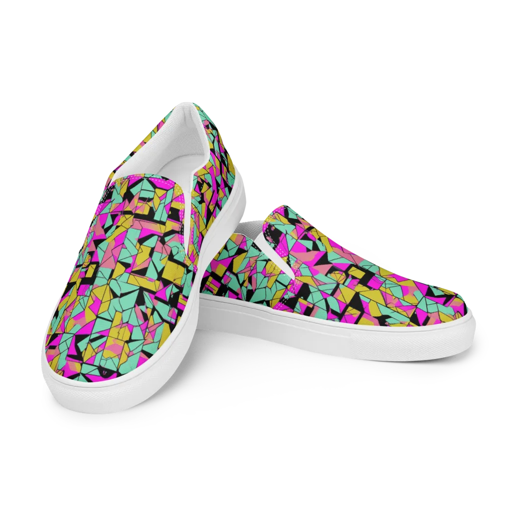 Prism Riot on Men's Slip-On Canvas Shoes — Left Front