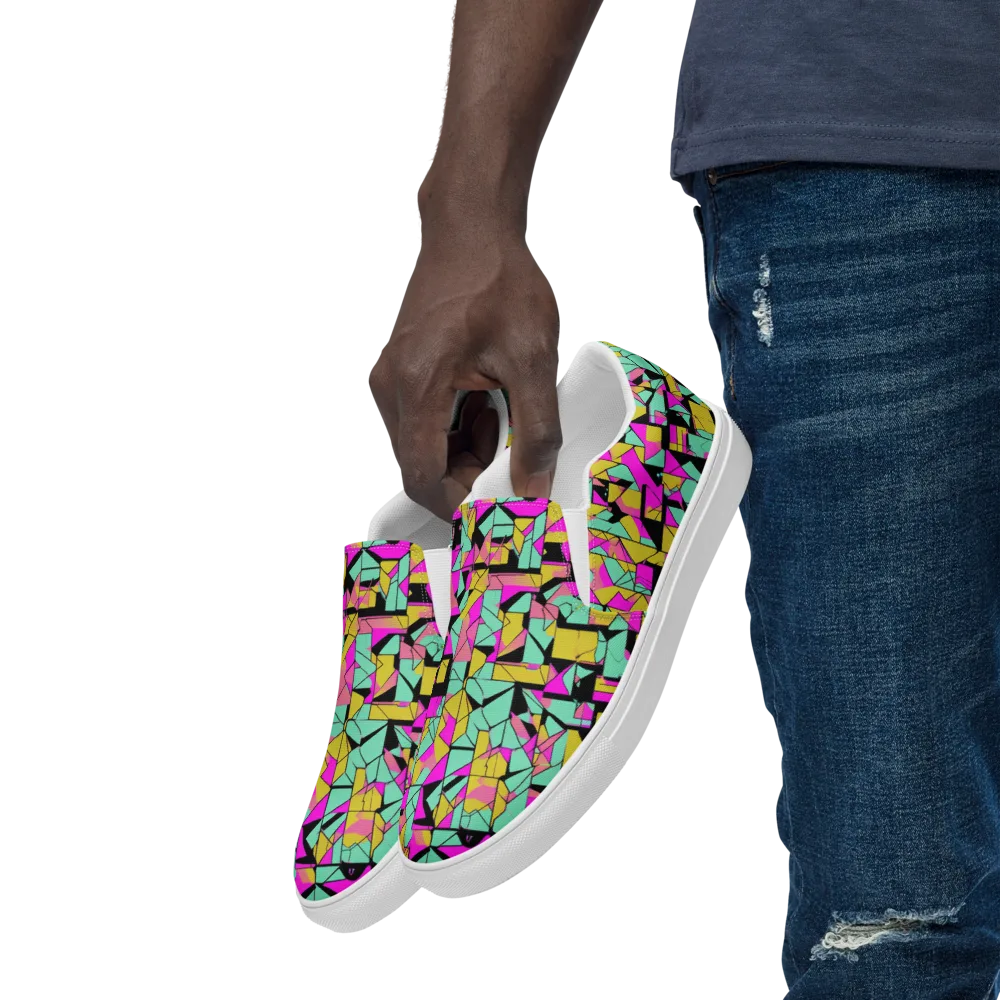 Prism Riot on Men's Slip-On Canvas Shoes — Left Front