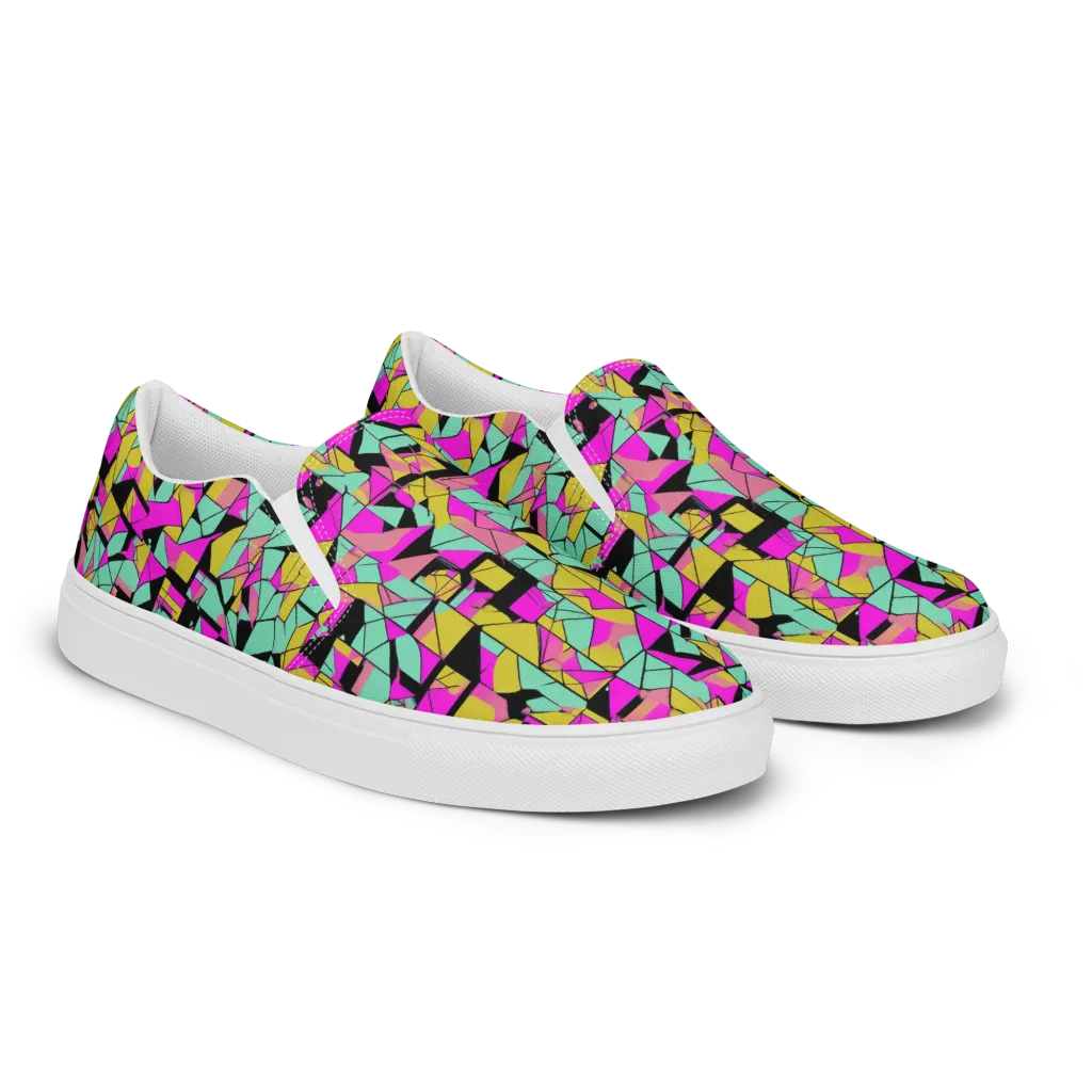 Prism Riot on Women's Slip-On Canvas Shoes — Right Front
