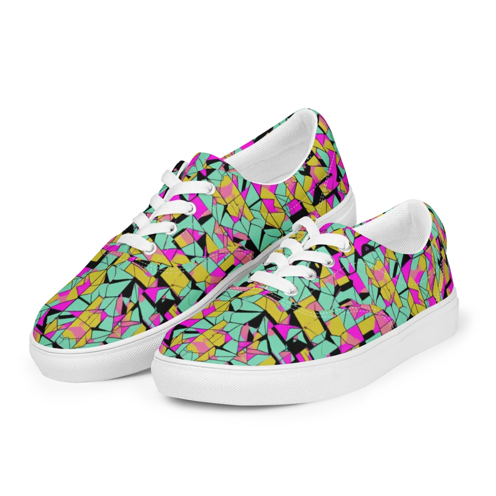 Prism Riot on Men's Lace-Up Canvas Shoes — Left Front
