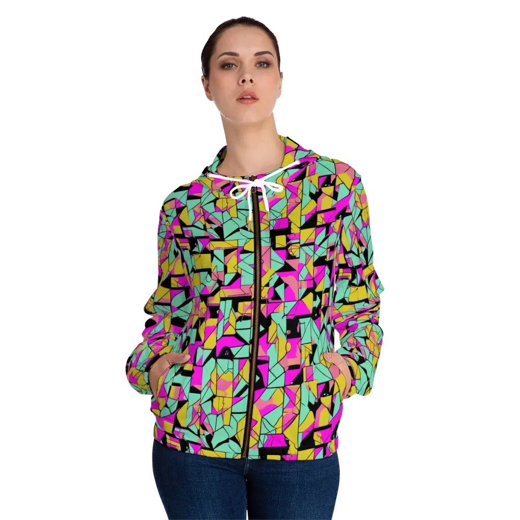 Prism Riot on Women's Full-Zip Hoodie — Front On Person