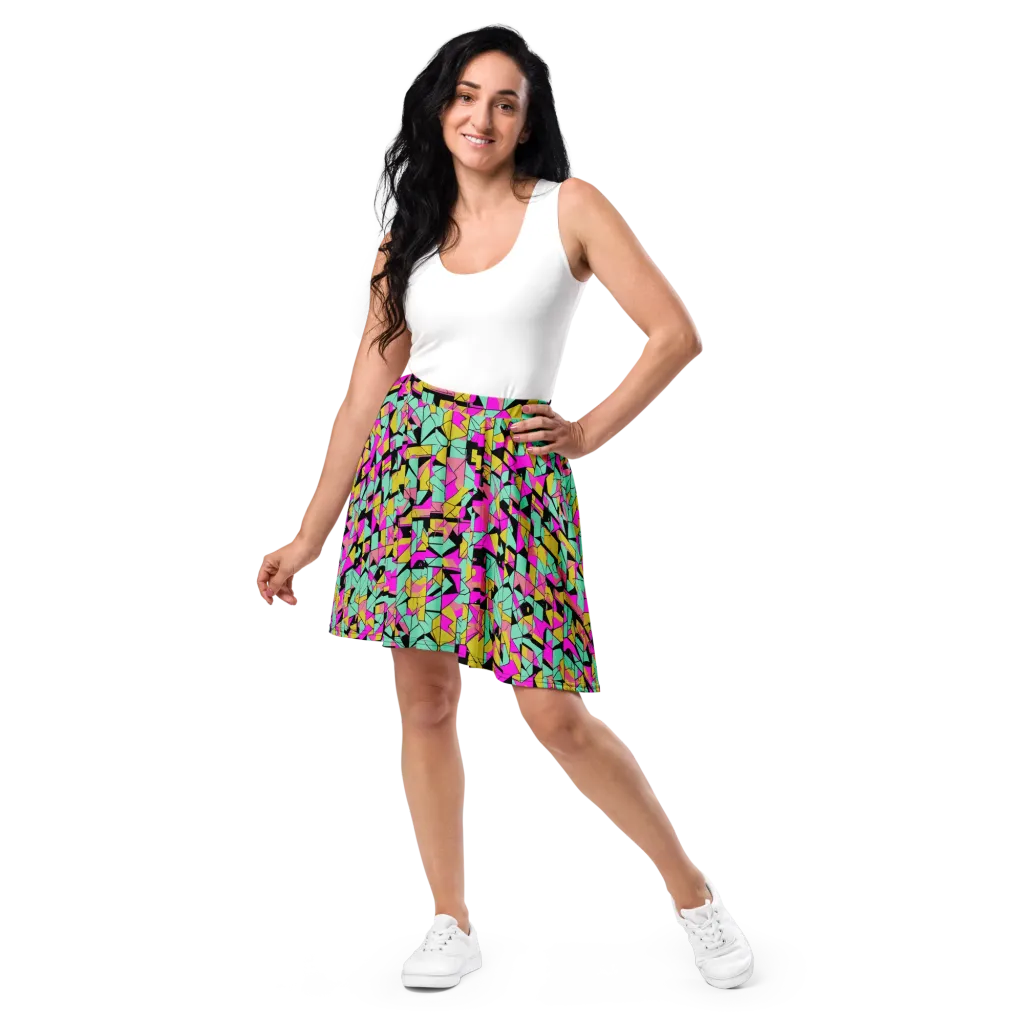 Prism Riot on Skater Skirt — Front
