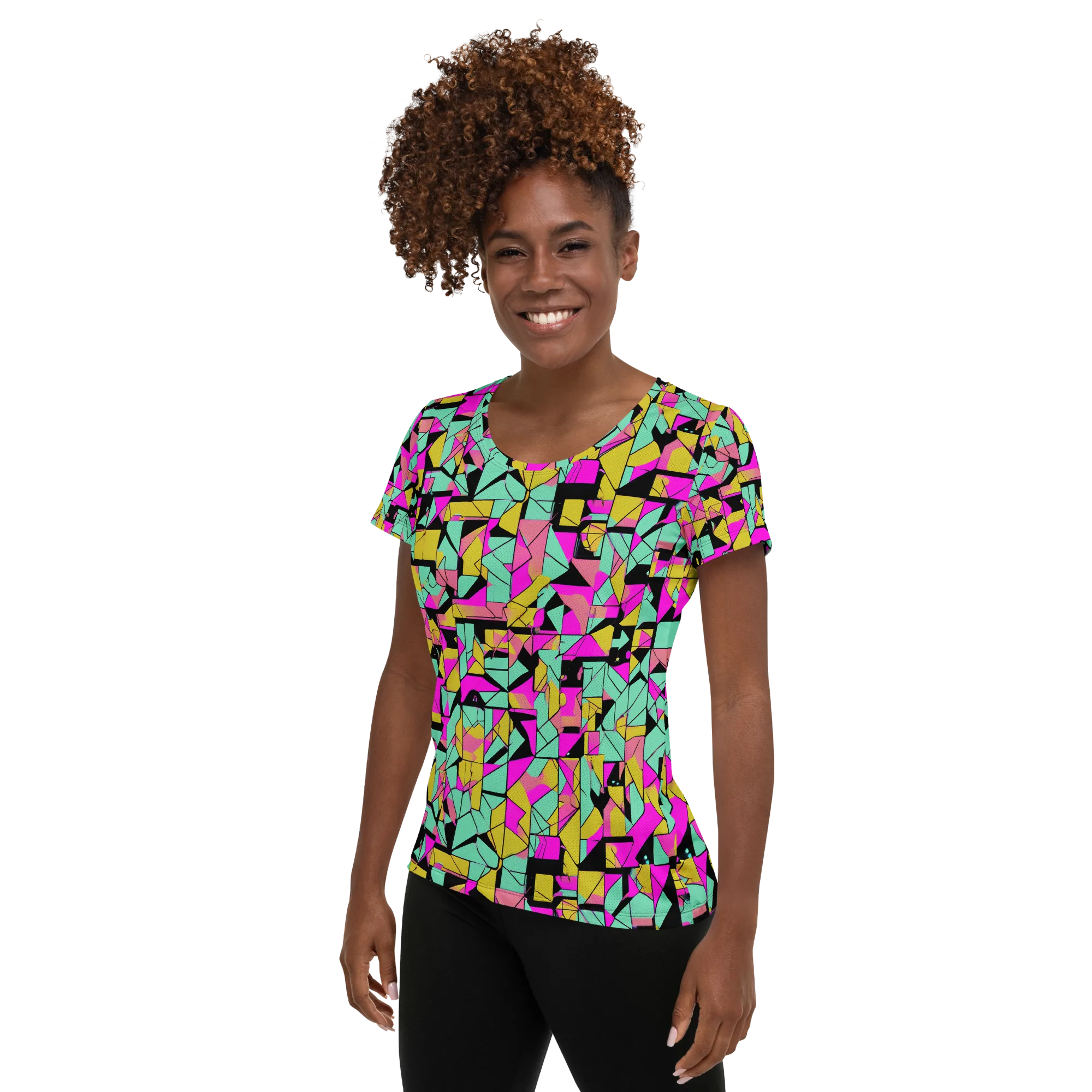 Prism Riot on Women's Athletic T-Shirt — Left