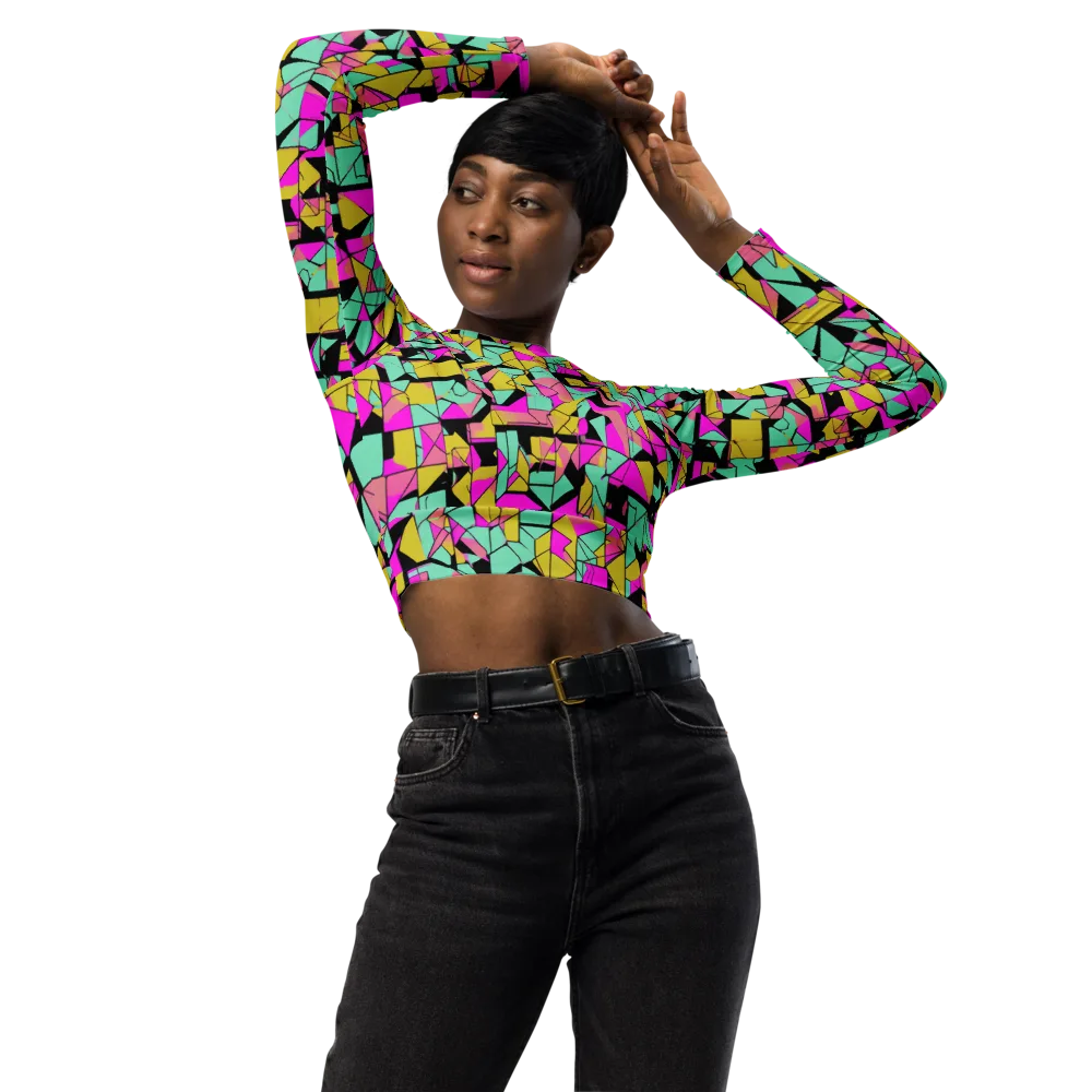Prism Riot on Long Sleeve Crop Top — Front