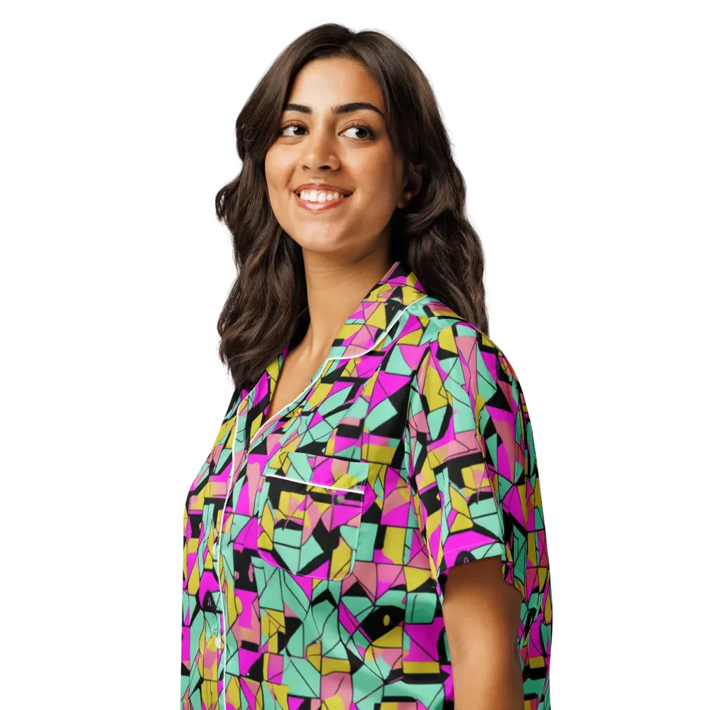 Prism Riot on Women's Short Sleeve Pajama Top — Left Front