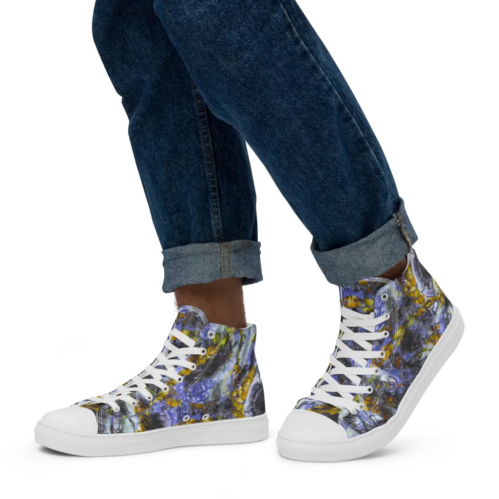 Auric Eclipse on Men's High Top Canvas Shoes — Left