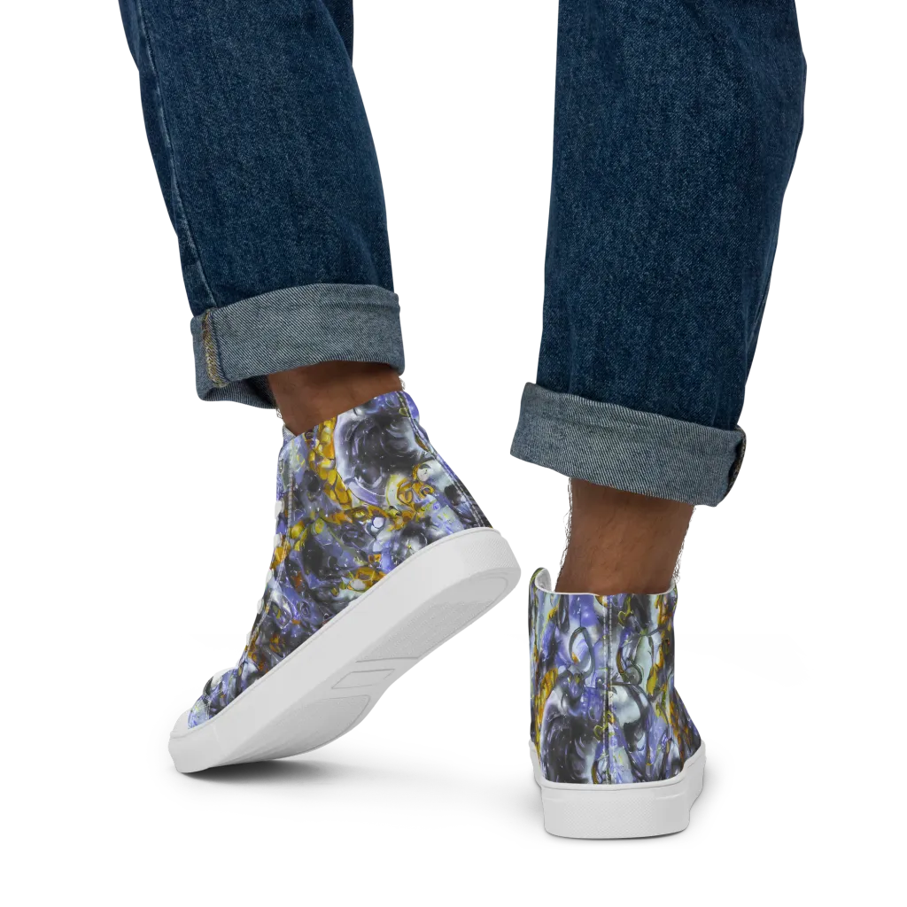 Auric Eclipse on Men's High Top Canvas Shoes — Back