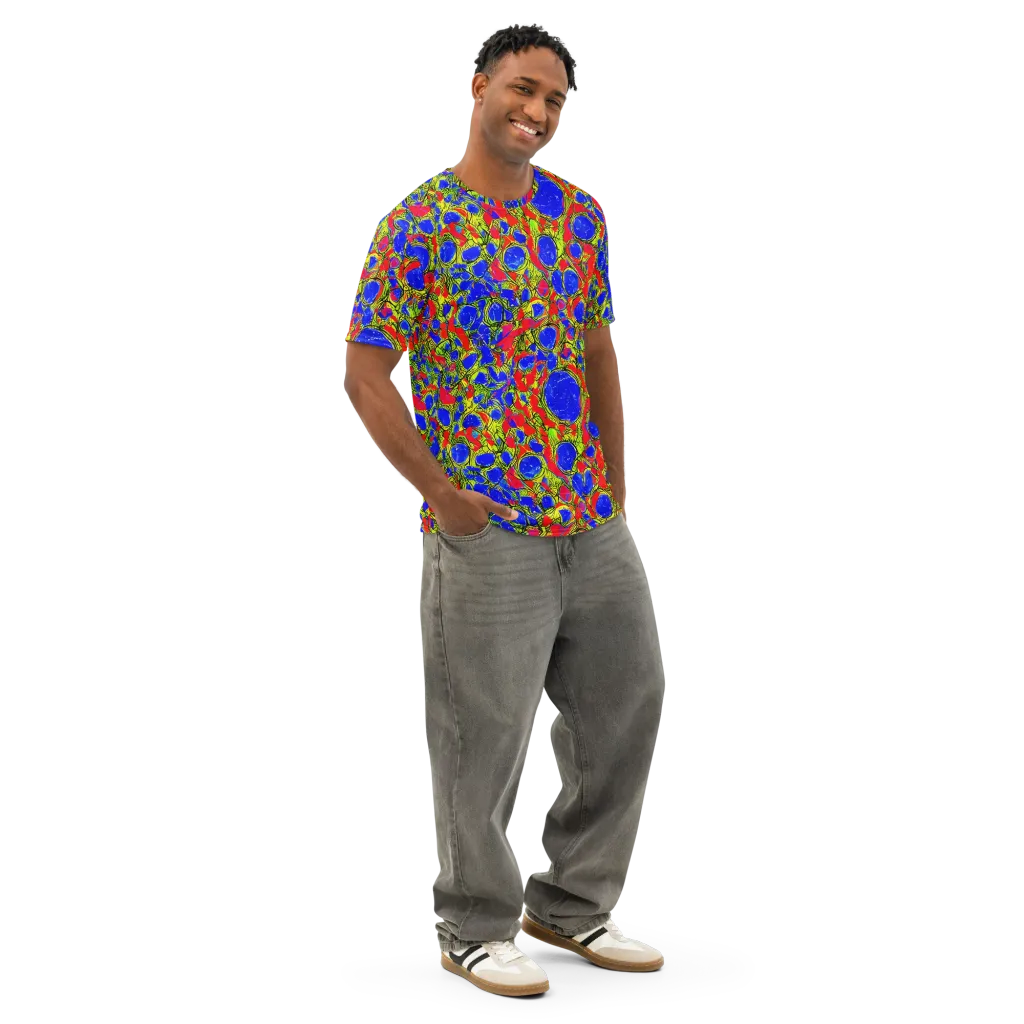 Electric Berry on Men's Cotton Crew Neck T-Shirt — Right Front