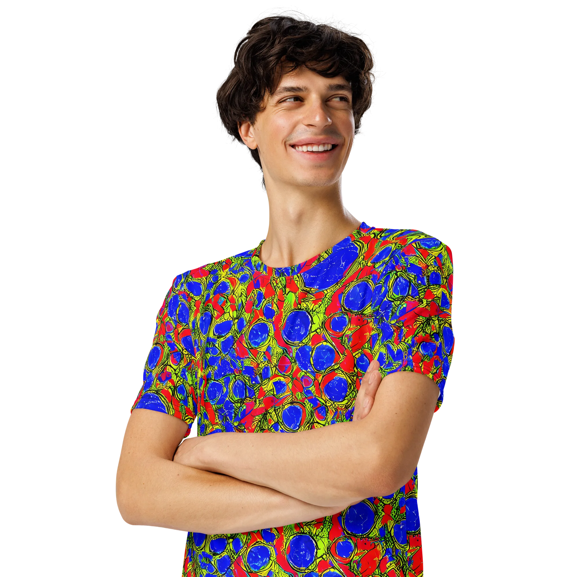 Electric Berry on Men's Crew Neck T-Shirt — Left Front