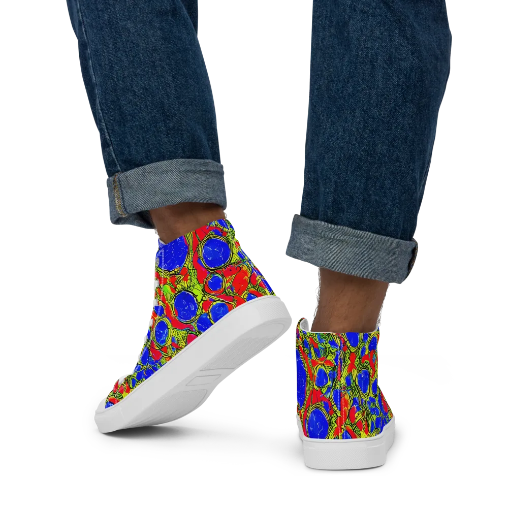 Electric Berry on Men's High Top Canvas Shoes — Back