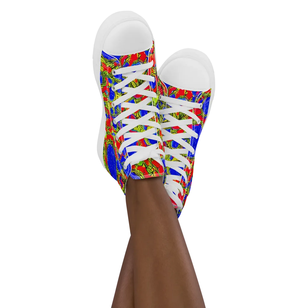 Electric Berry on Women's High Top Canvas Shoes — Front
