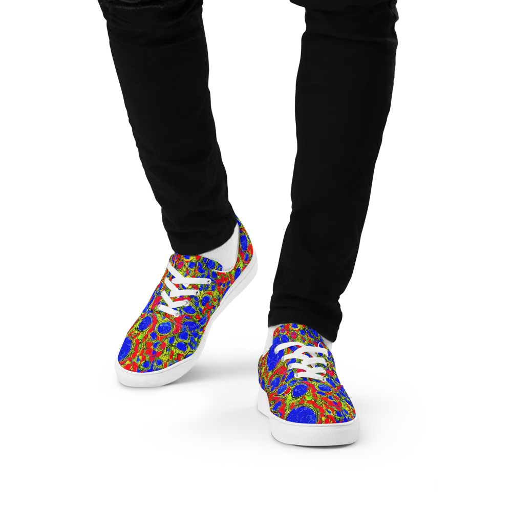 Electric Berry on Men's Lace-Up Canvas Shoes — Front