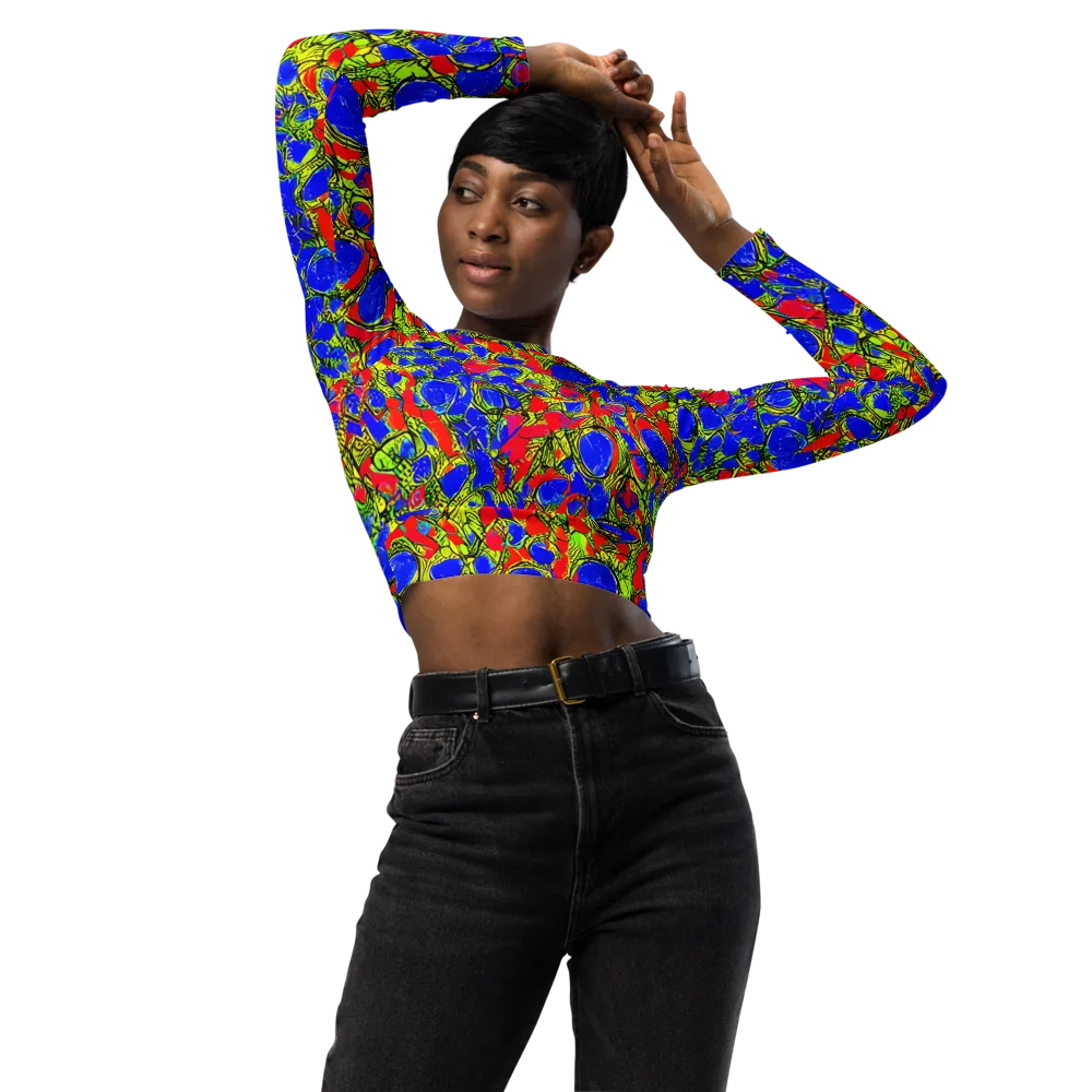 Electric Berry on Long Sleeve Crop Top — Front