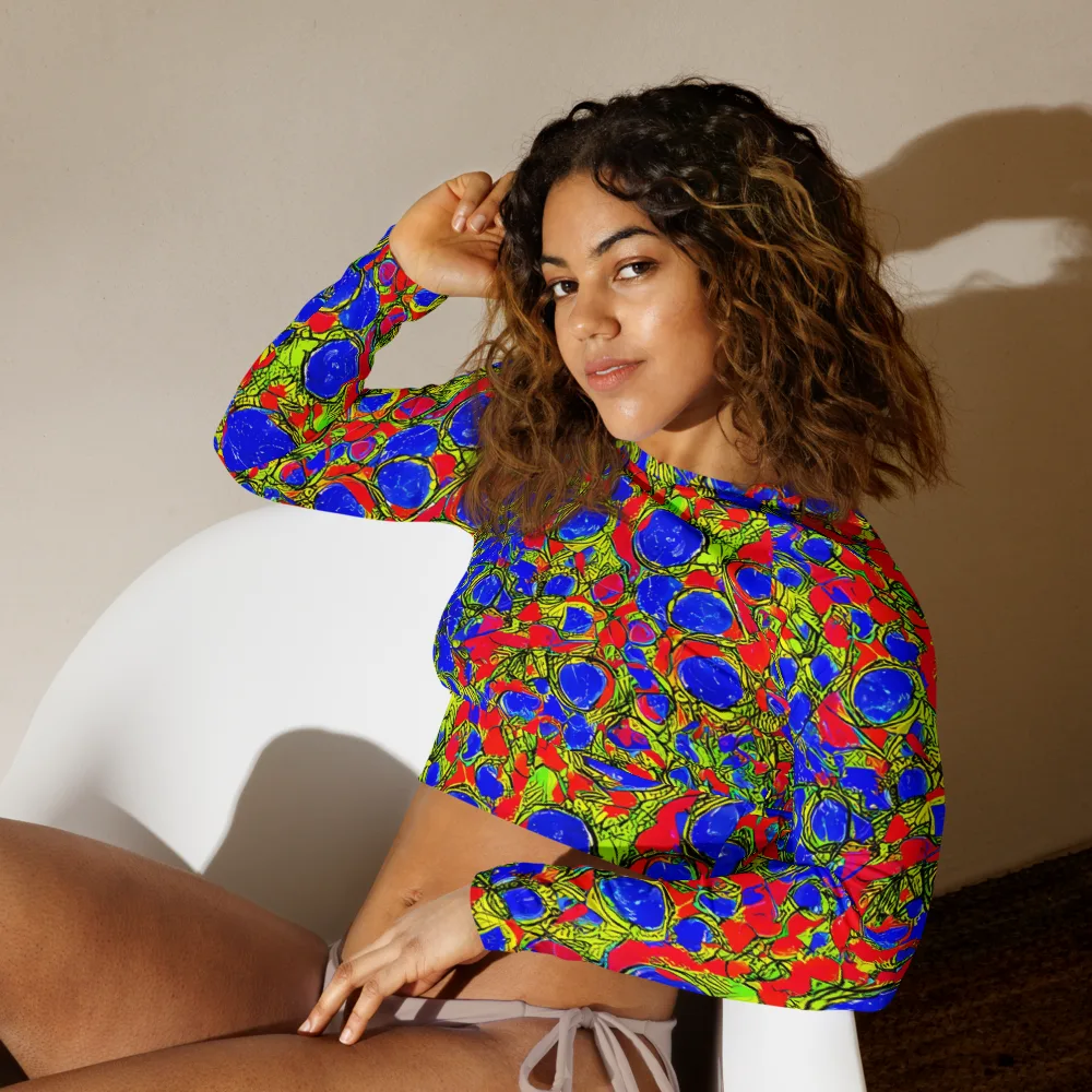 Electric Berry on Long Sleeve Crop Top — Left Front