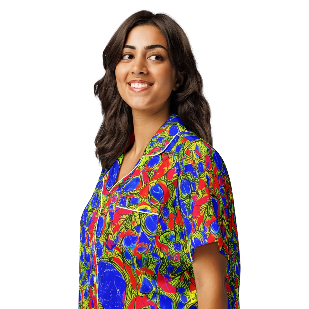 Electric Berry on Women's Short Sleeve Pajama Top — Left Front