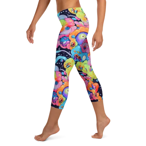 Neon Creature Cosmos on a Capri Leggings