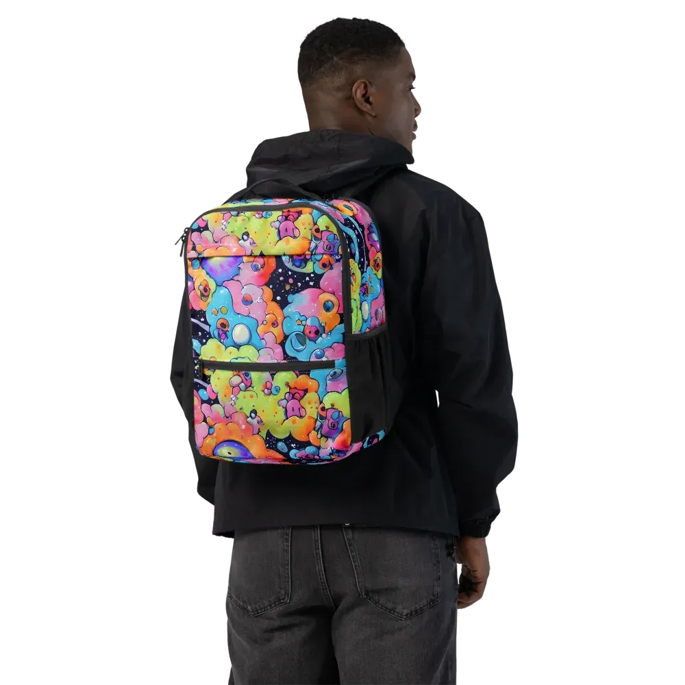 Neon Creature Cosmos on Utility Backpack — Back