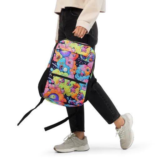 Neon Creature Cosmos on a Utility Backpack