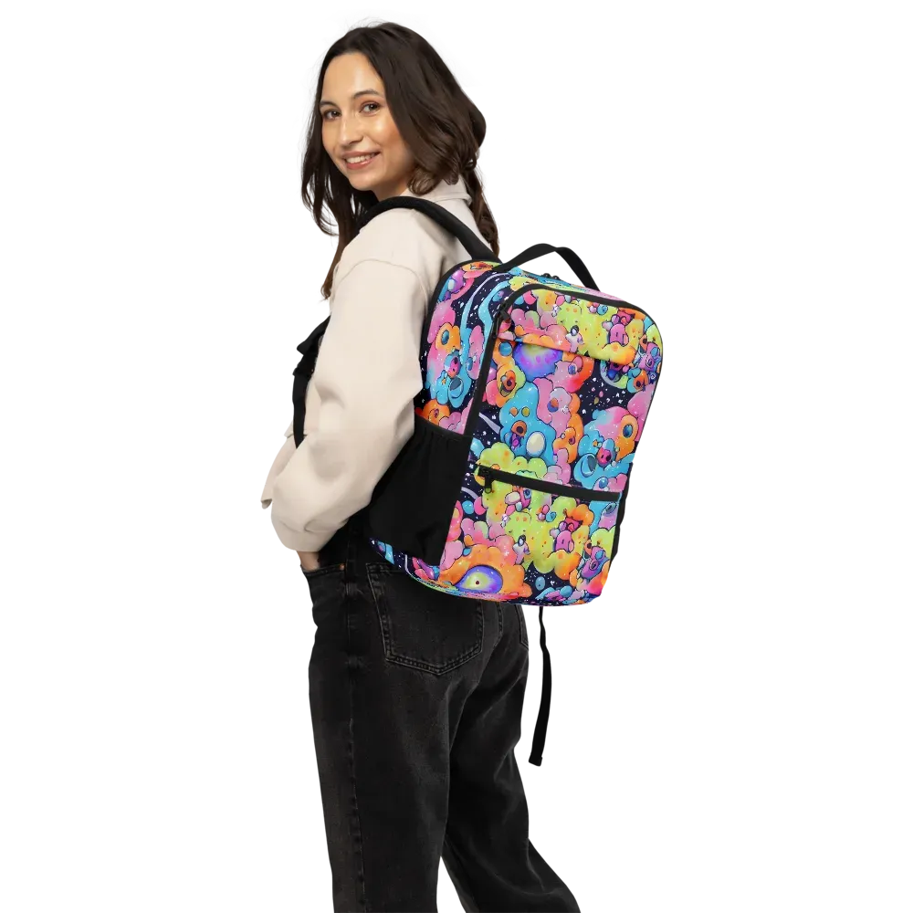 Neon Creature Cosmos on Utility Backpack — Back
