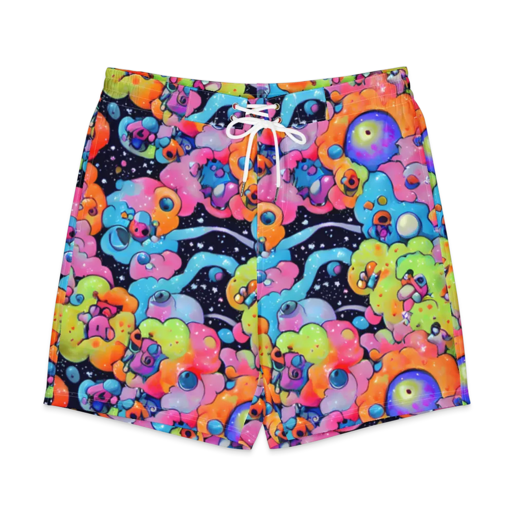 Neon Creature Cosmos on Men's Board Shorts — Front