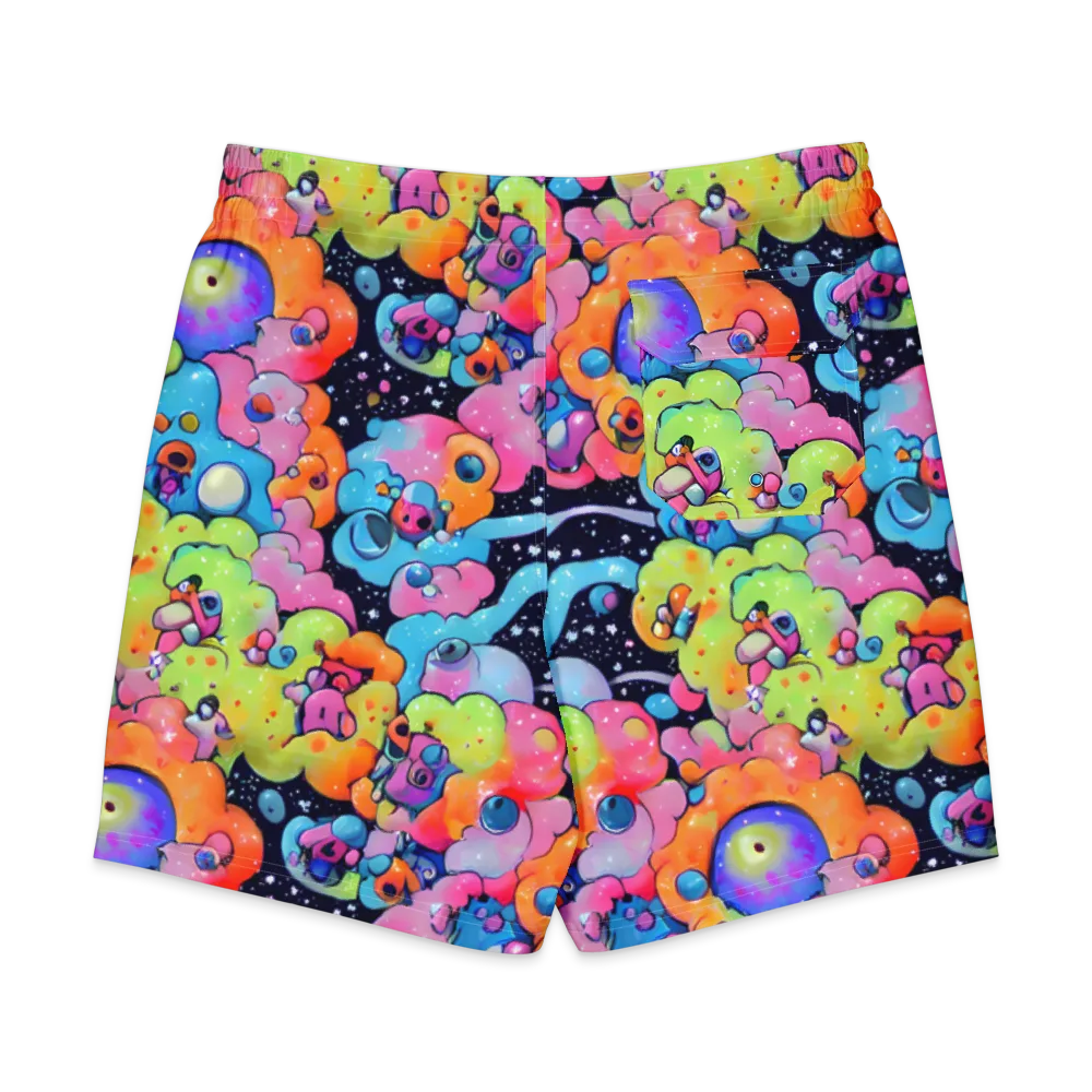 Neon Creature Cosmos on Men's Board Shorts — Back