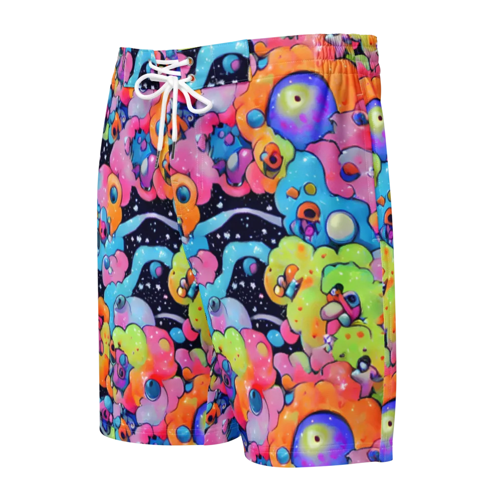 Neon Creature Cosmos on Men's Board Shorts — Front