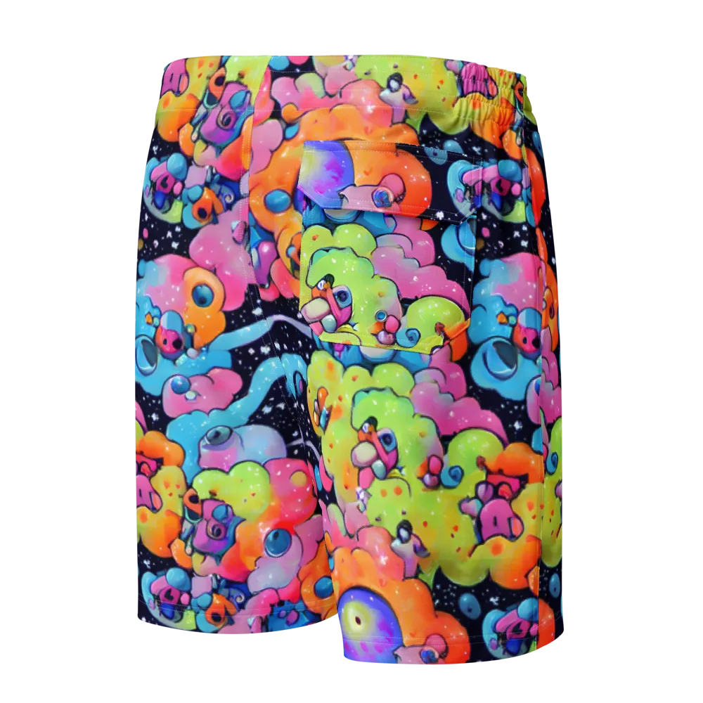 Neon Creature Cosmos on Men's Board Shorts — Back