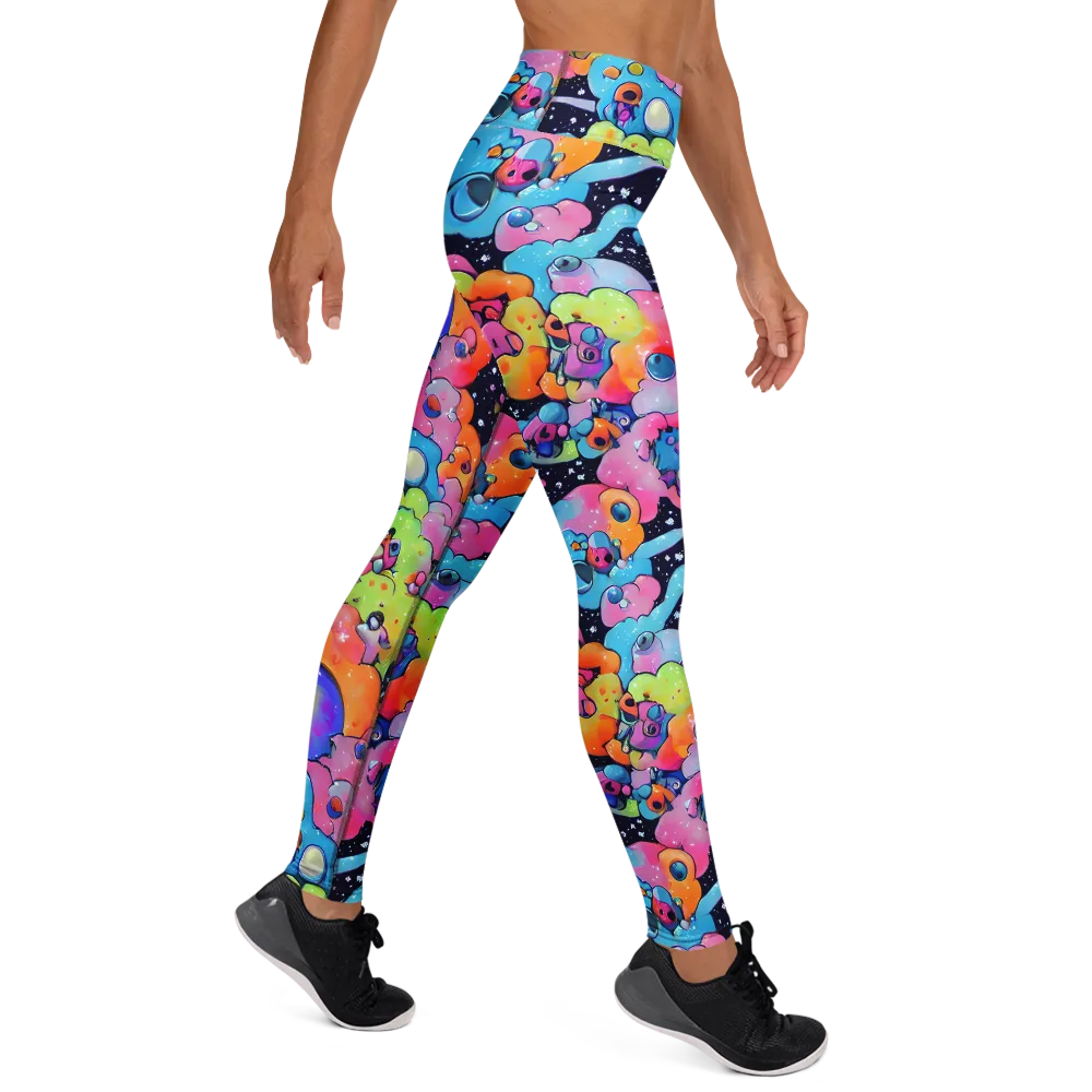 Neon Creature Cosmos on Yoga Leggings — Right