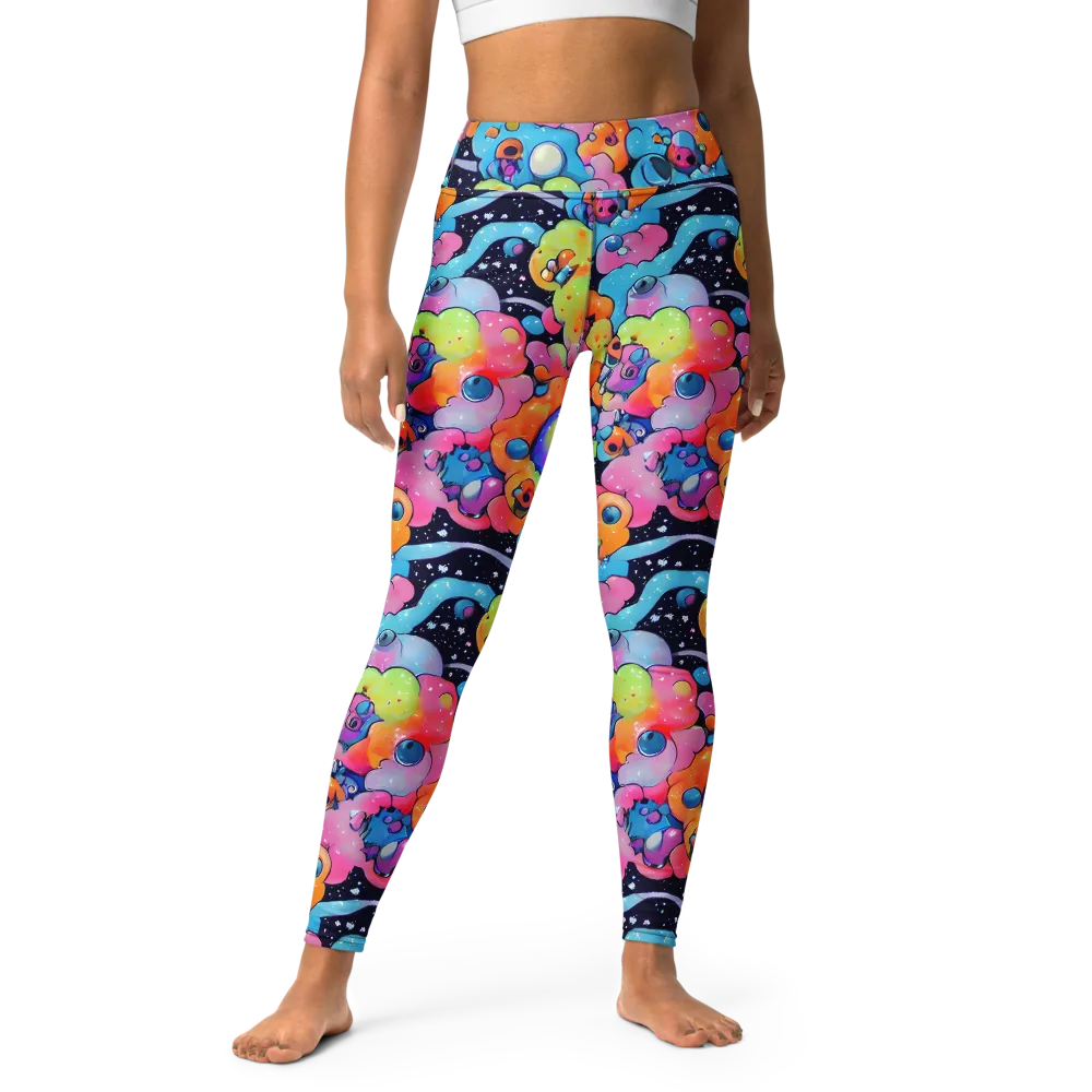 Neon Creature Cosmos on Yoga Leggings — Front