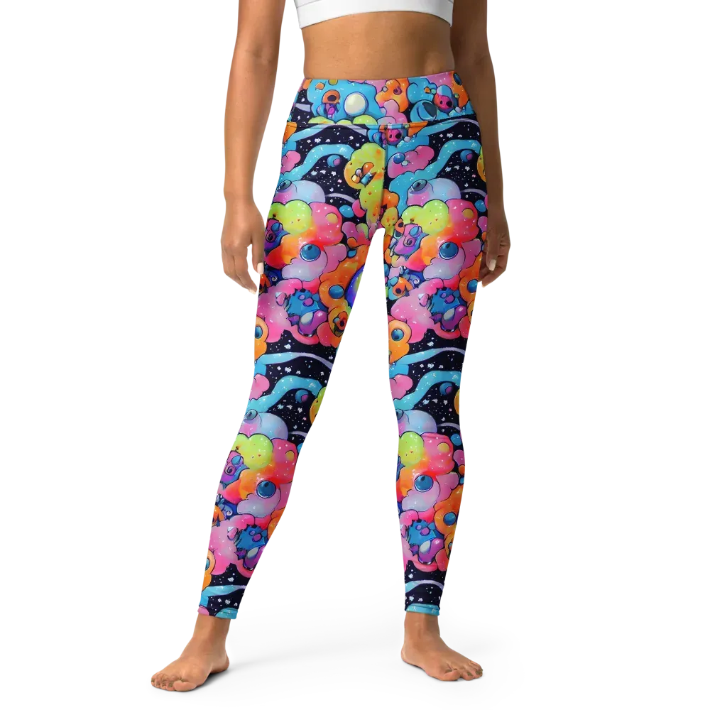 Neon Creature Cosmos on Yoga Leggings — Front