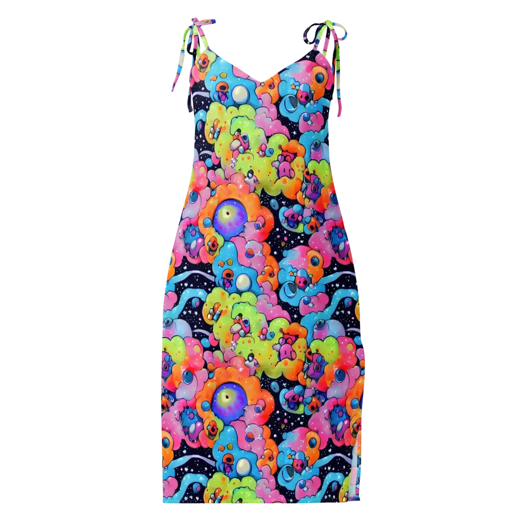 Neon Creature Cosmos on Slip Dress — Front