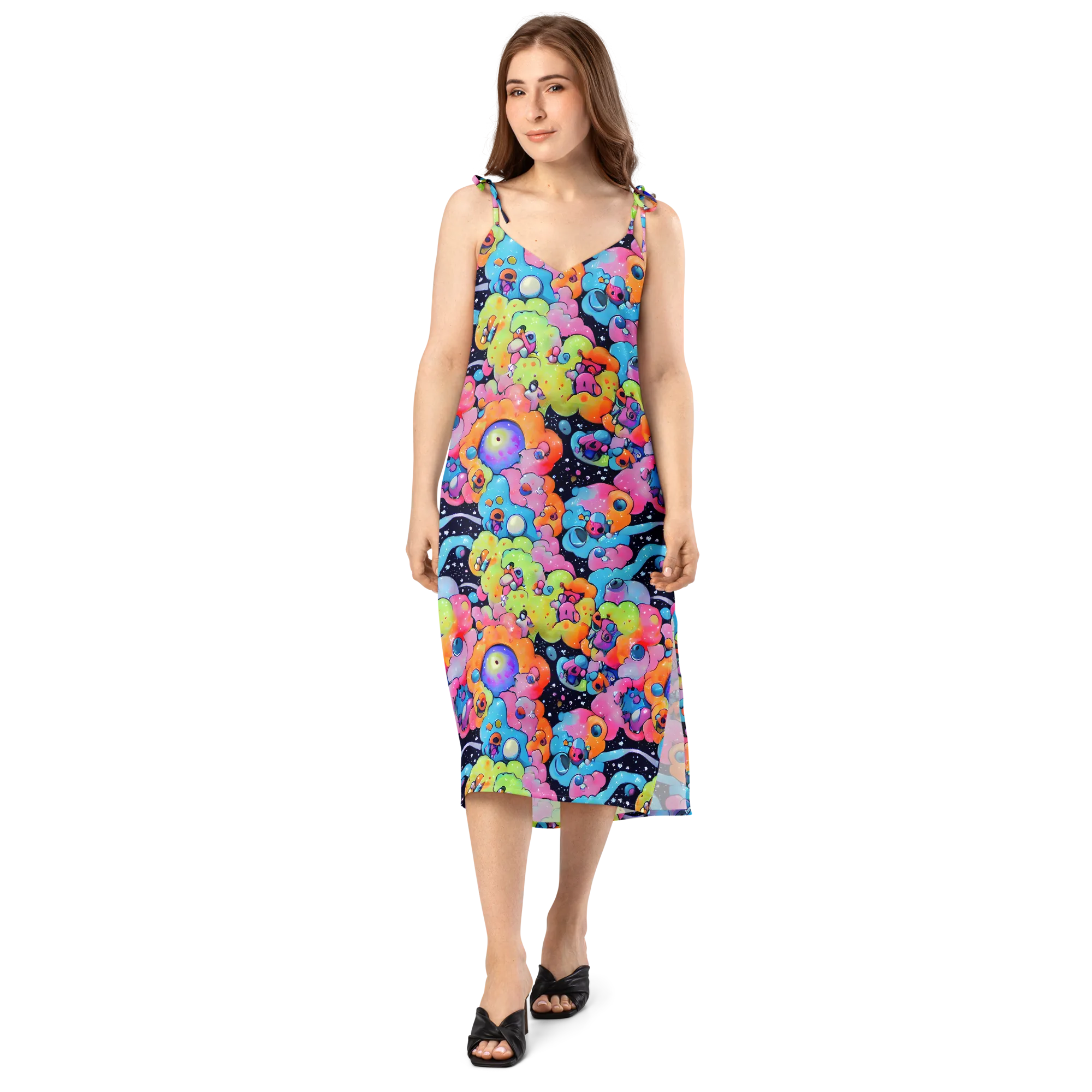 Neon Creature Cosmos on Slip Dress — Front