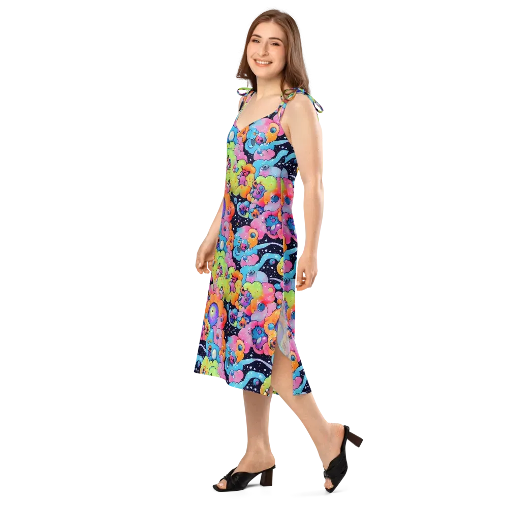 Neon Creature Cosmos on Slip Dress — Left Front