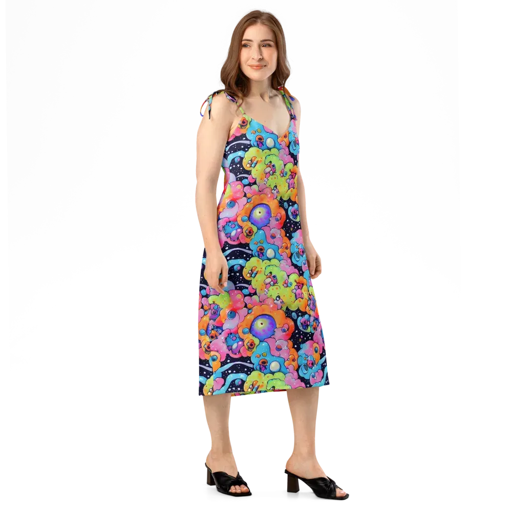 Neon Creature Cosmos on Slip Dress — Right Front