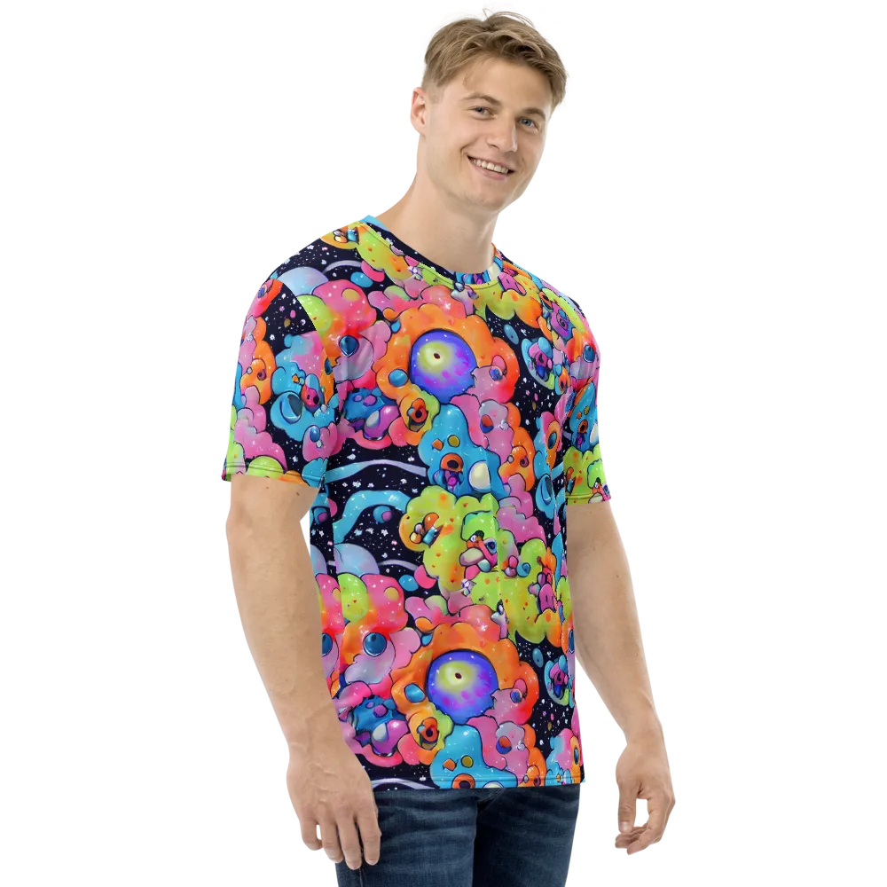 Neon Creature Cosmos on Men's Crew Neck T-Shirt — Right