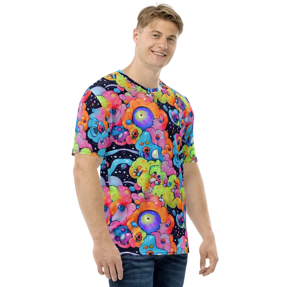 Neon Creature Cosmos on Men's Crew Neck T-Shirt — Right
