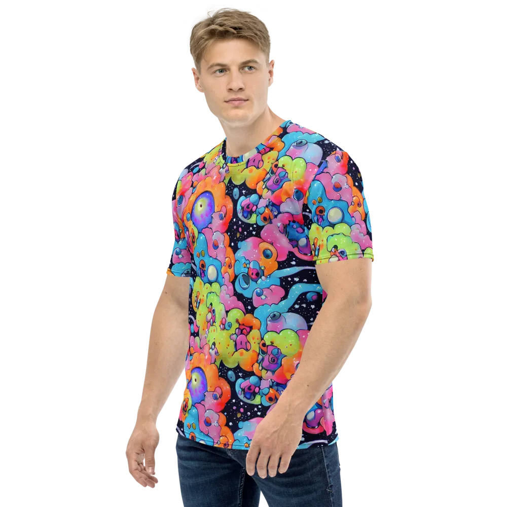 Neon Creature Cosmos on Men's Crew Neck T-Shirt — Left