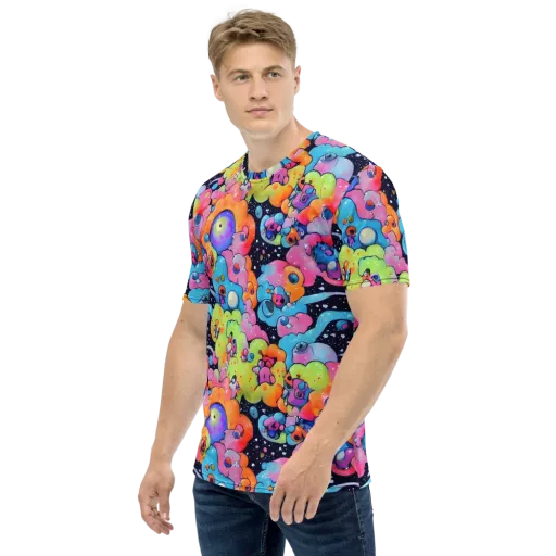 Neon Creature Cosmos on a Men's Crew Neck T-Shirt