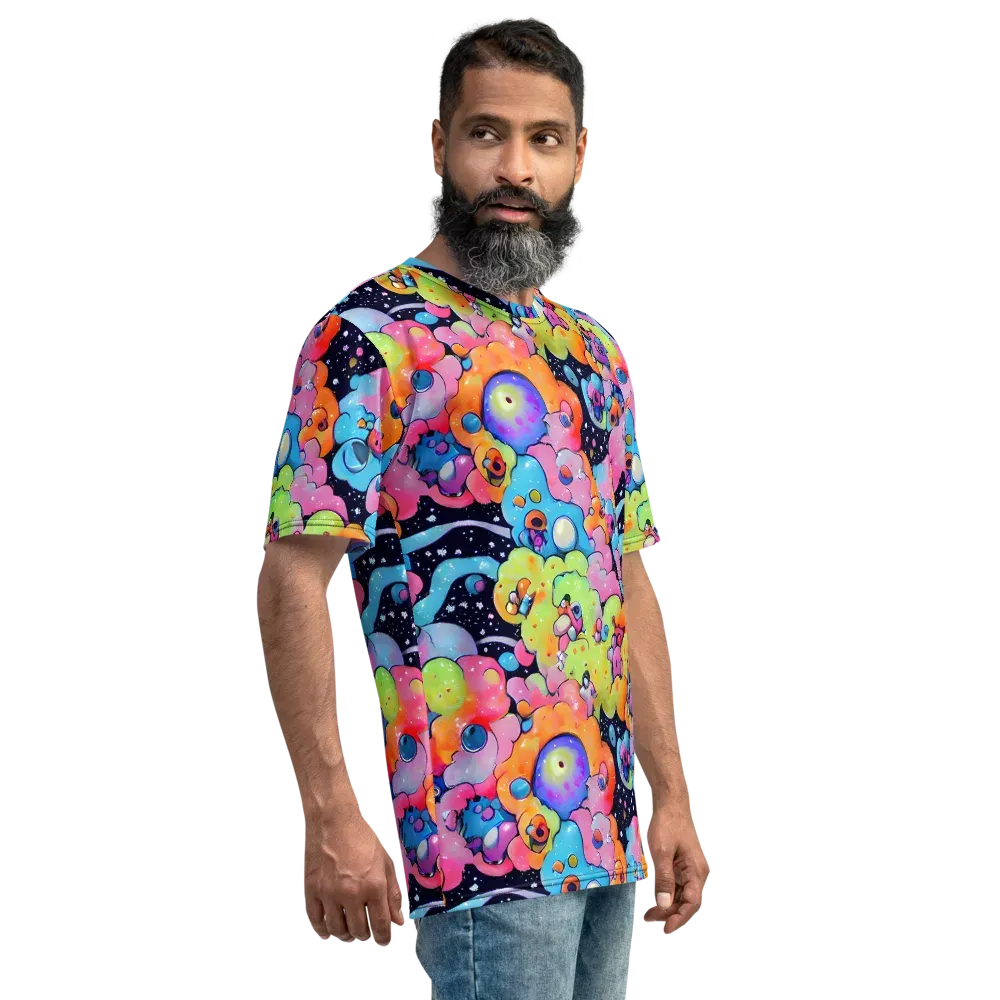 Neon Creature Cosmos on Men's Crew Neck T-Shirt — Right