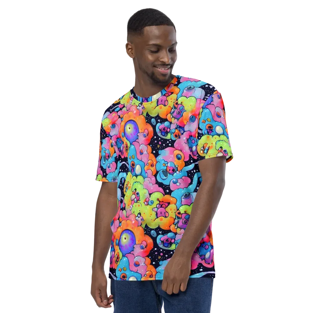 Neon Creature Cosmos on Men's Crew Neck T-Shirt — Left