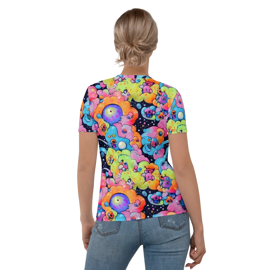Neon Creature Cosmos on Women's Crew Neck T-Shirt — Back