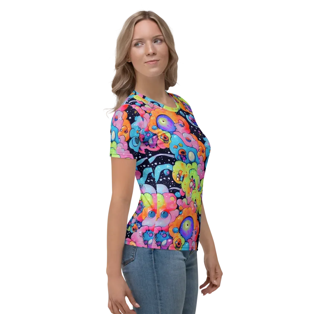 Neon Creature Cosmos on Women's Crew Neck T-Shirt — Right