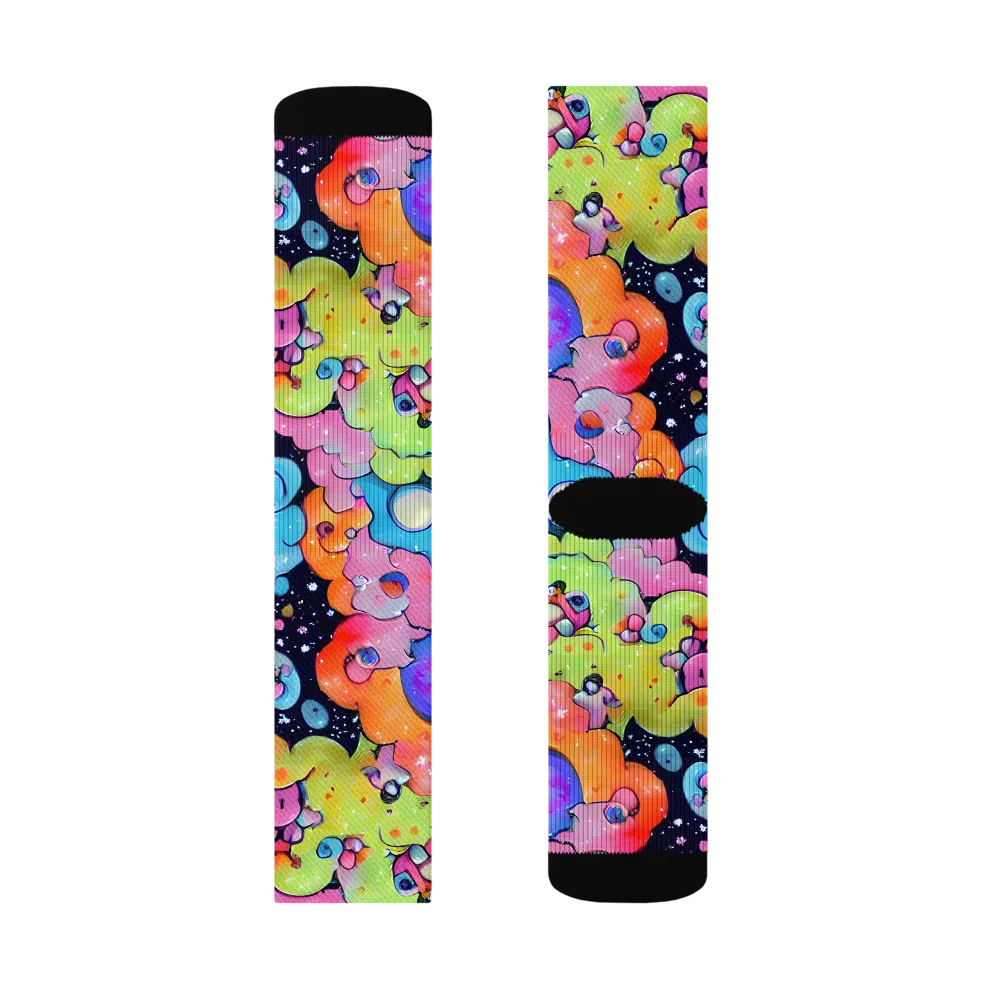 Neon Creature Cosmos on Socks — Left Sock